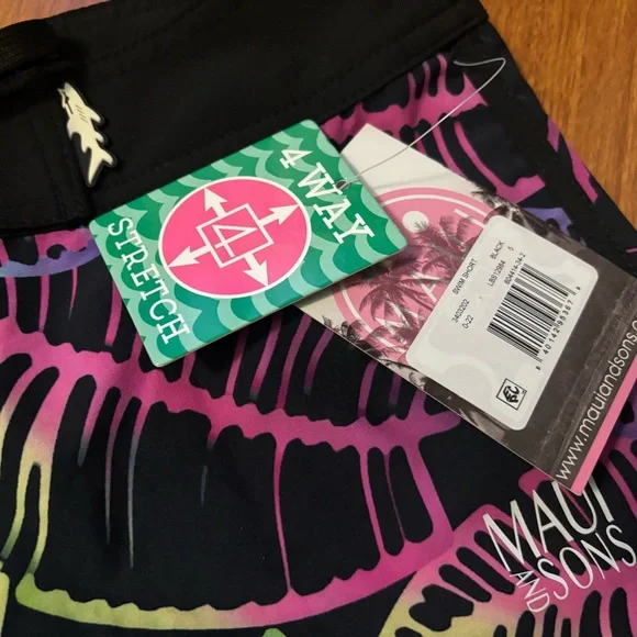 New! Maui And Sons Woman Swim Shorts Size 5 Black - Picture 6 of 6